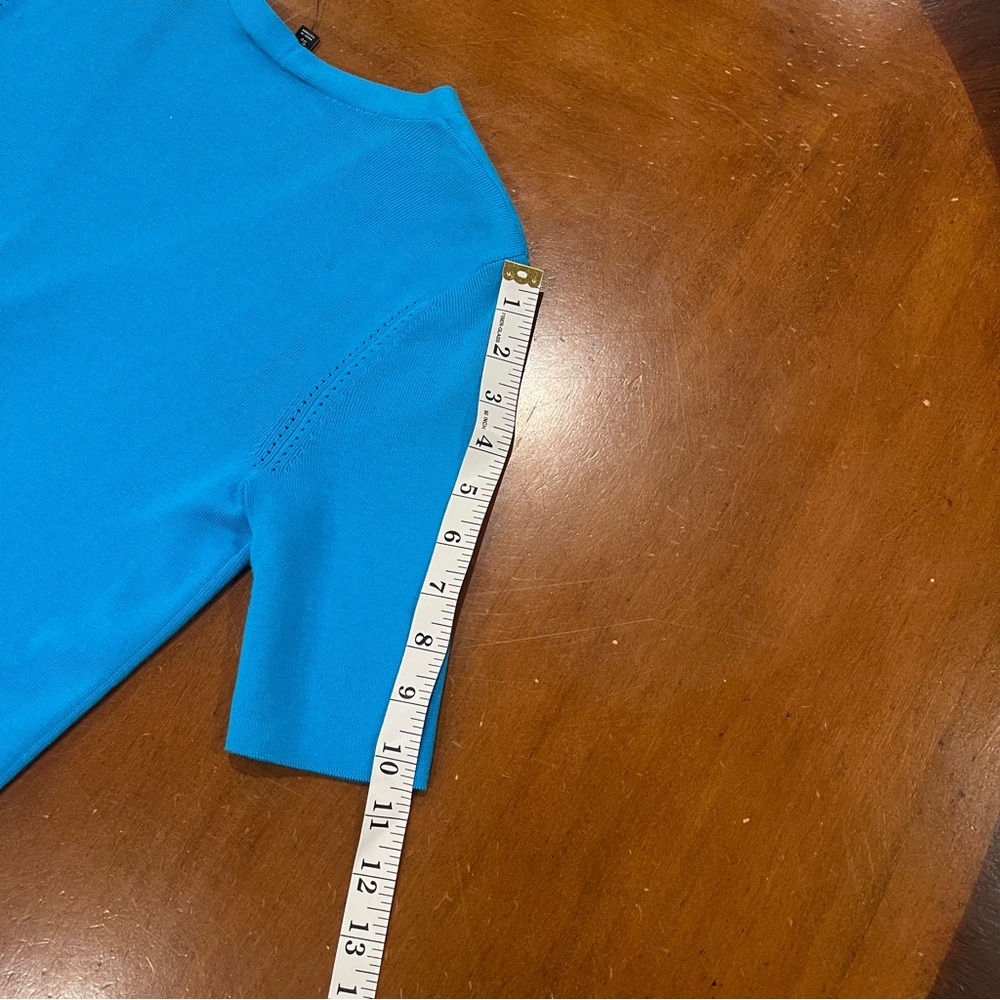 NWT Talbots Kelly Cardigan Sweater Blue PS Small Petite Elbow Length V-Neck - Picture 16 of 16
